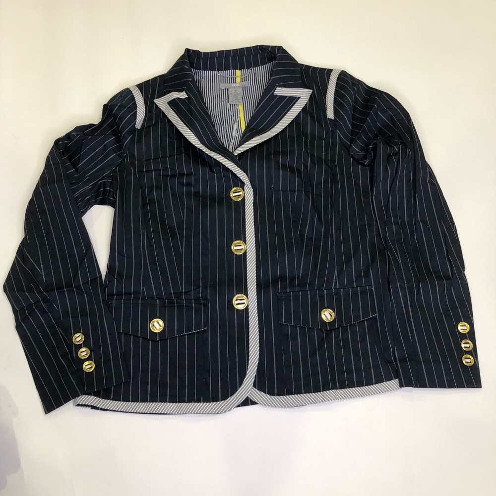 Deed Collection Navy Pinstripe Blazer With Good Buttons Size 10